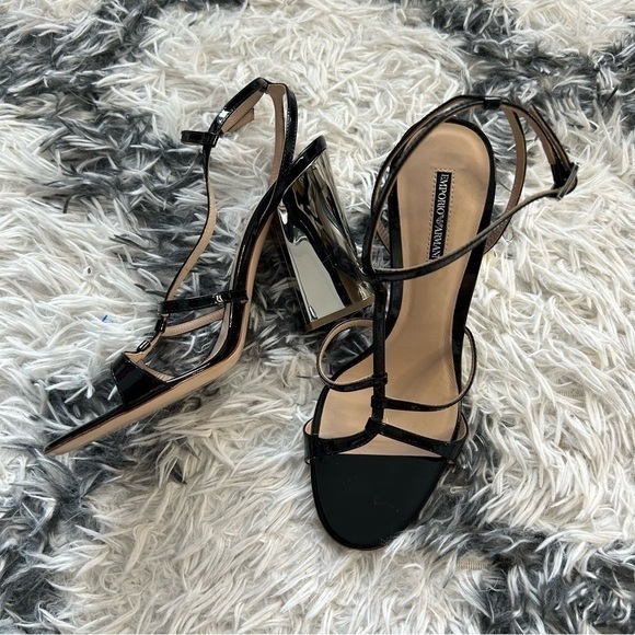Emporio Armani Shoes - Emporio Armani Silver Block Heel Sandals